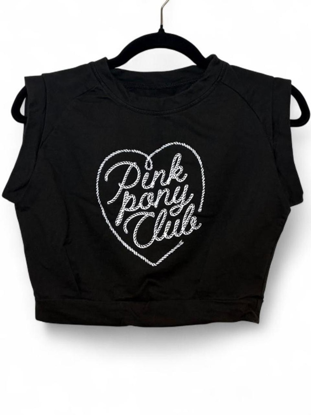Chapell Roan Pink Pony Club Black Cotton Cropped Boxy Tee | M| EUC
